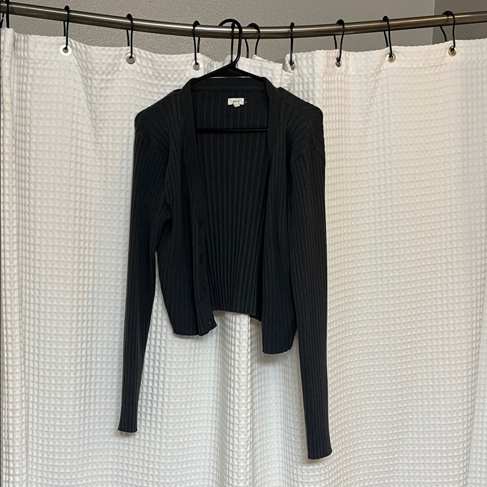 Grey Ribbed Cardigan